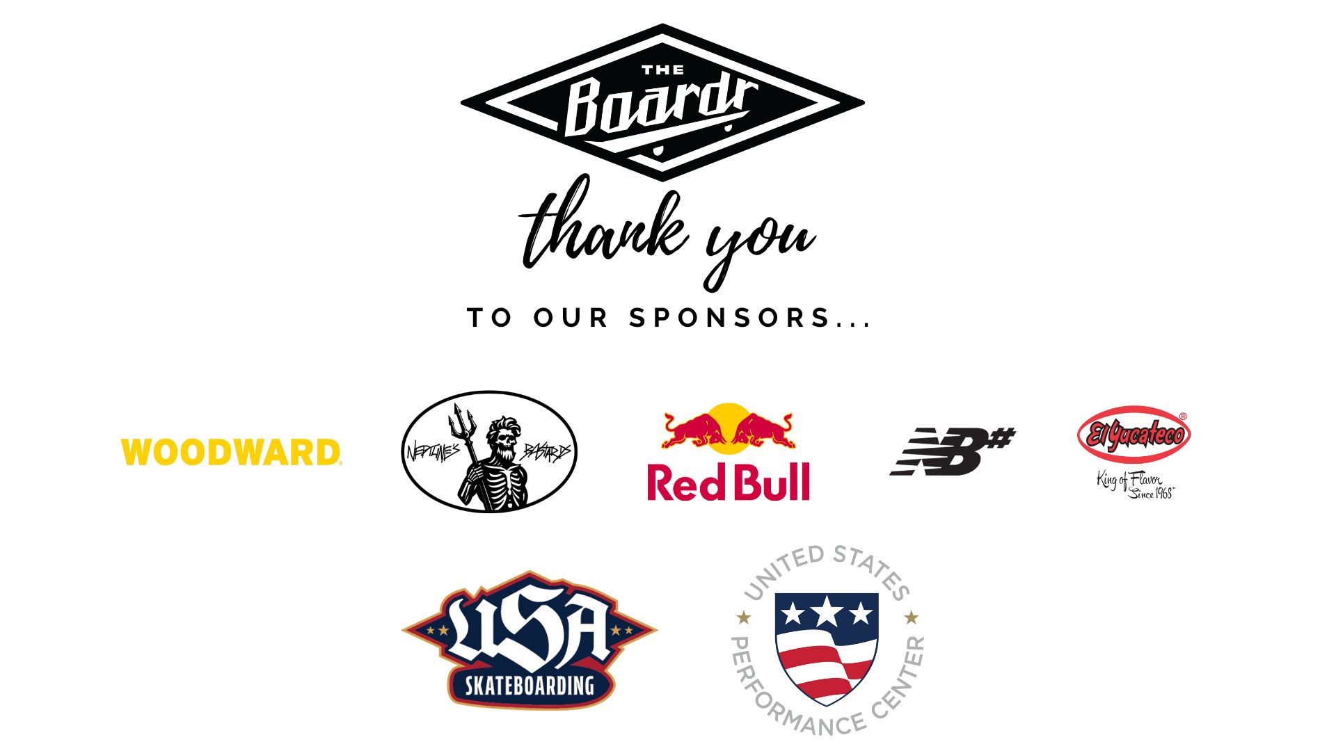 Sponsor Thanks for The Boardr Series