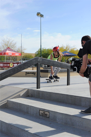 Alana Smith Skateboarding Lipslide at Phoenix Am