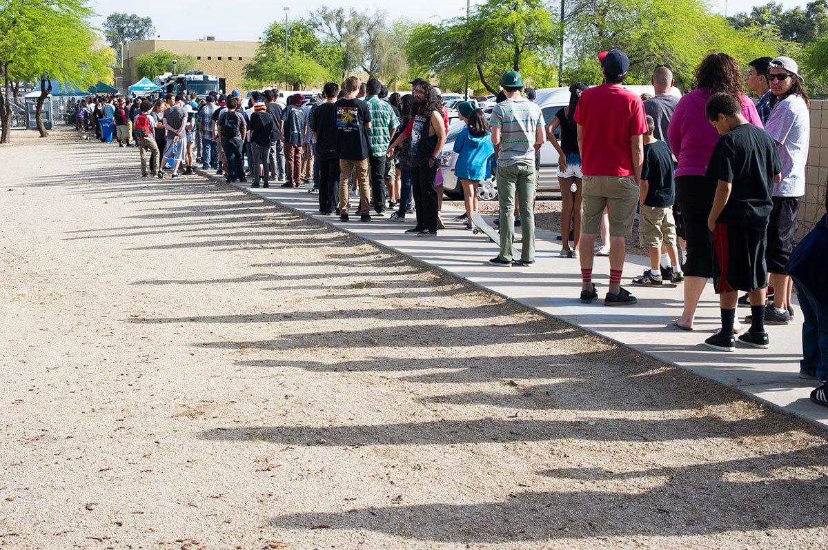 The Line for the Skateboard Contest at Phoenix Am