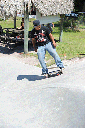Howie Gordon Flamingo Skateboarding Trick