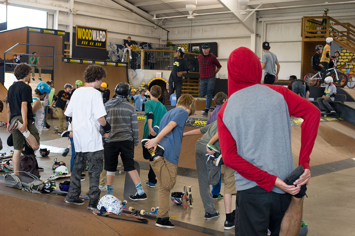 Stretching at Woodward Skateboard Camp
