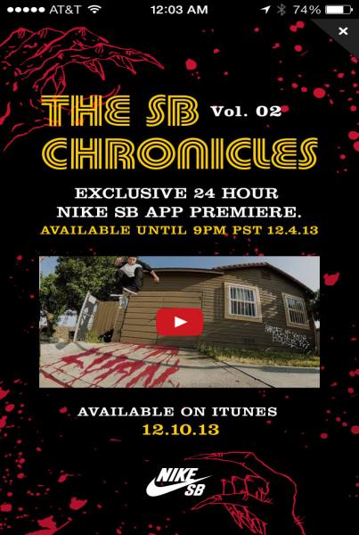 Nike SB In-App Chronicles 2 Premiere