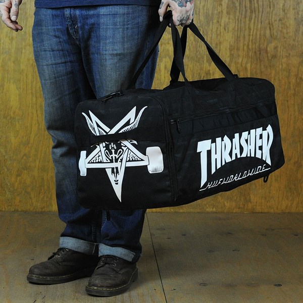 HUF X Thrasher Duffel Bag Black In Stock at The Boardr