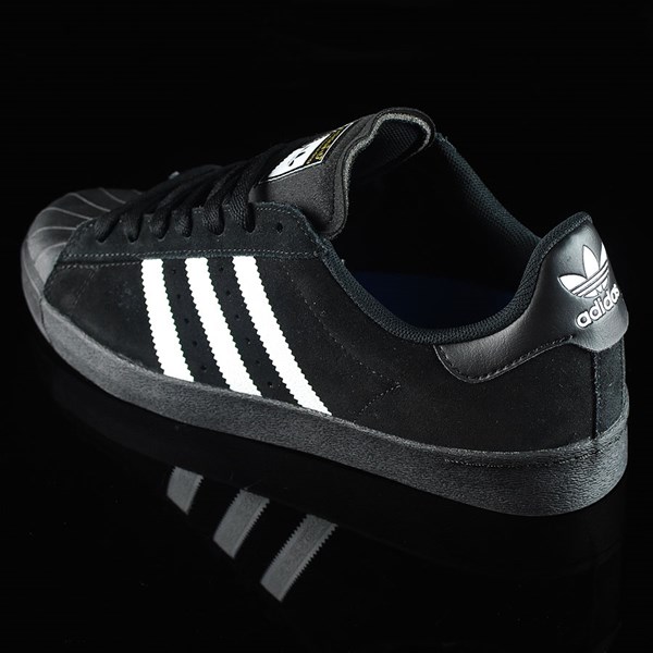 Superstar Vulc ADV Shoes Black Suede, Black, White In Stock at The Boardr